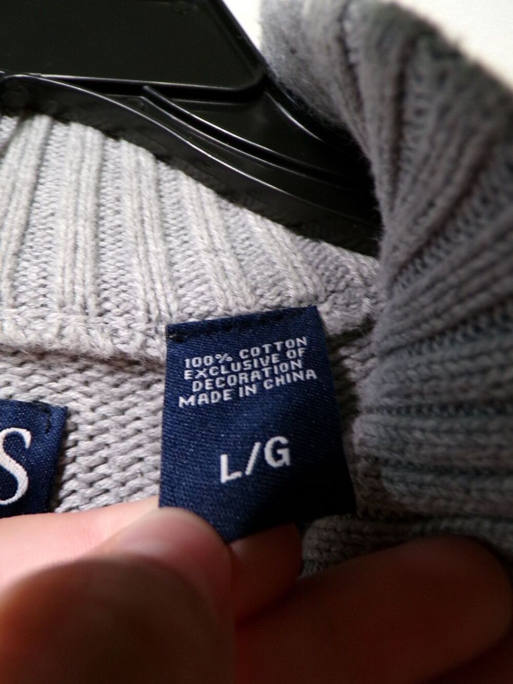 Chaps Men's Large 1/4 Zip Mock Neck Cotton Sweater Light Gray L - Picture 4 of 5